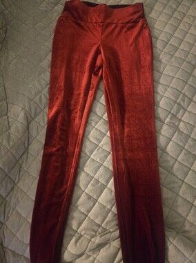 INC Women’s Velvet Stretch Leggings - Red